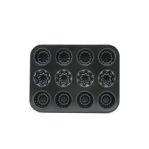 İBİCO İ22-378 ( 12 GÖZLÜ ) ( METAL & SİYAH ) ( ŞEKİLLİ ) MUFFİN & KEK KALIP*60