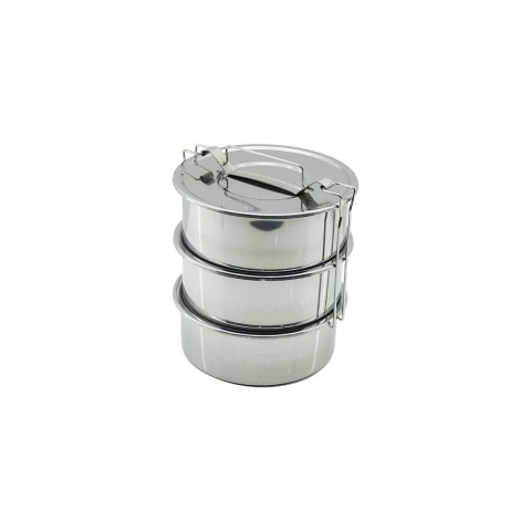 SADA GÜNEŞ ÇELİK NO-18CM ( 3LÜ ) ( METAL ) SEFER TASI ( DERİNLİK : 6.5CM ) ( TAŞIMA KULP=BAĞLAMA KANCALI )*20