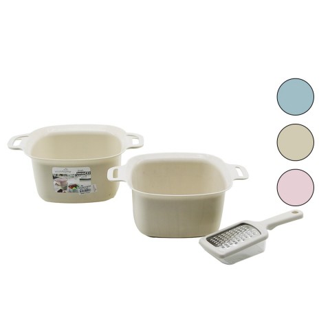 WİSH HOME WH-51300 ( 2PCS ) SÜZGEÇLİ KULPLU KASE ( 4LT ) & HAZNELİ RENDE SET*12=K