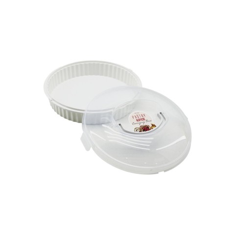 QLUX L-00653-3 ( YUVARLAK ) PASTA & BÖREK KABI FANUS (ŞEFFAF PLASTİK KİLİTLİ KAPAK) (TAŞIMA KULPLU) ( BEYAZ RENK )*6=K