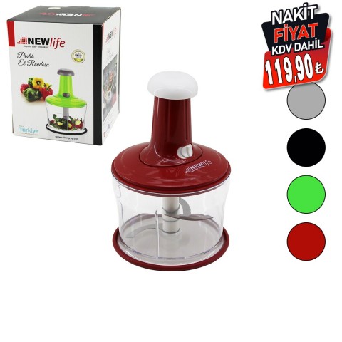 NEWLİFE CLKN-850 ( BASMALI ) PRATİK EL RONDOSU DOĞRAYICI ( 3 BIÇAKLI ) ( MİKA KRİSTAL PLS.HAZNE)*18