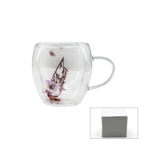 SDR-B1 ( 250ML & KULPLU ) ( ÇİFT CİDARLI & ÇİÇEKLİ ) CAM BARDAK*100=K