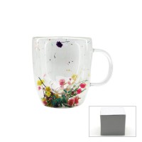 SDR-B2 ( 250ML & KULPLU ) ( ÇİFT CİDARLI & ÇİÇEKLİ ) CAM BARDAK*100=K