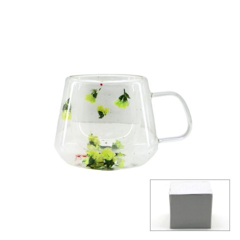 SDR-B4 ( 250ML & KULPLU ) ( ÇİFT CİDARLI & ÇİÇEKLİ ) CAM BARDAK*100=K