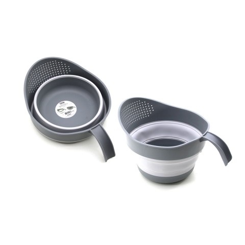 QLUX L-00984-2 ( KATLANABİLİR ) PİRİNÇ SÜZGEÇ ( GRİ ) ( MAŞRAFA MODELİ ) ( 2250ML ) ( KAPALI=8.5 & AÇIK=16CM ) ( 19X26CM )*14=K