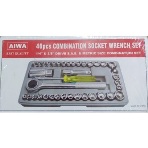 AIWA ( 40PCS ) LOKMA TAKIMI ( PLASTİK KUTULU ) COMBINATION SOCKET WRENCH SET
