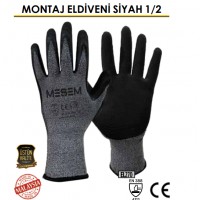 MEŞEM SİYAH BENEKLİ MONTAJ  ELDİVENİ 10 NO EL270*12X