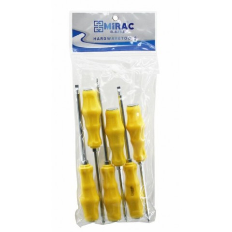 MİRAC ( PVC AMBALAJ ) ( SARI & PLASTİK SAPLI ) ( DARBELİ ) ( 6LI SET ) ( 2İN1=ÇİFT TARAFLI UÇ ) TORNAVİDA SETİ TAKIM ( YILDIZ-DÜZ )*50