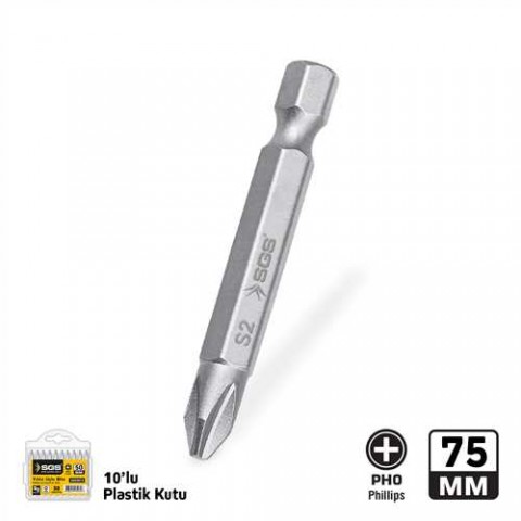 SGS YILDIZ UÇLU BİTS S2 PH0*75 MM*10X SGS3901