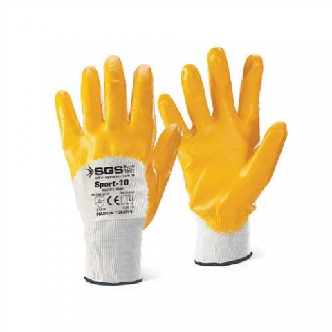 SGS NİTRİL KAPLAMA ÖRME ELDİVEN SARI SPORT-10 SGS7211