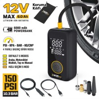 SGS ŞARJLI HAVA KOMPRESÖRÜ DİJİTAL 12V 6.0 Ah (150 PSI) SGS5398