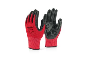 SGS NİTRİL KAPLI ÖRME ELDİVEN KIRMIZI ZEBRA-10 SGS7110