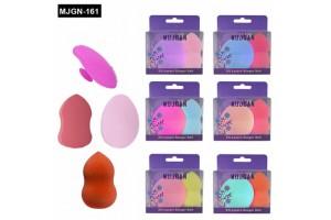 MUJGAN MJGN-161 ( 3+1PCS ) RENKLİ MAKYAJ SÜNGER & SİLİKON FIRÇA SETİ*12X50