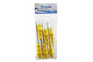 MİRAC ( PVC AMBALAJ ) ( SARI & PLASTİK SAPLI ) ( DARBELİ ) ( 6LI SET ) ( 2İN1=ÇİFT TARAFLI UÇ ) TORNAVİDA SETİ TAKIM ( YILDIZ-DÜZ )*50