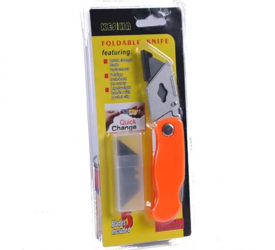 PLASTİK SAPLI KATLANABİLİR HALI MAKET BIÇAĞI HEDİYE JİLETLİ*10X