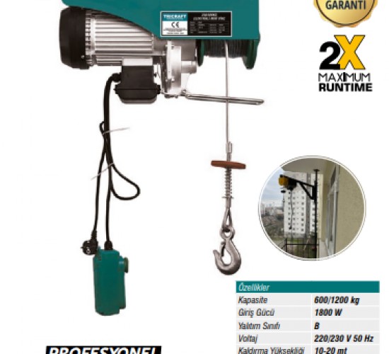 MEŞEM ELEKTRİKLİ MİNİ VİNÇ 600/1200 KG 936