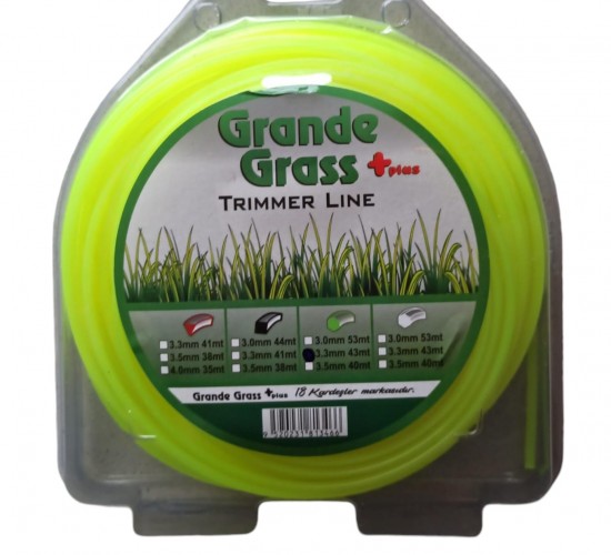 GRANDE GRASS MİSİNA 3.30MM*43 METRE 6 KÖŞE YEŞİL