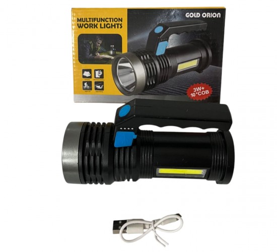 GOLD ORION-8205 ( 2IN1 ) ( 3W & 10COB LED ) EL FENERİ USB ŞARJLI