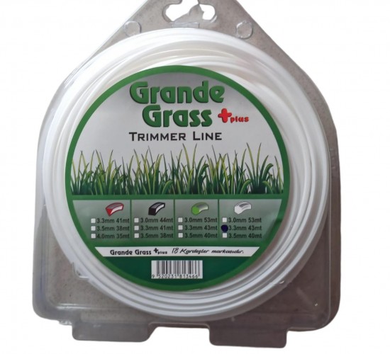 GRANDE GRASS MİSİNA 3.30MM*43 METRE 6 KÖŞE BEYAZ