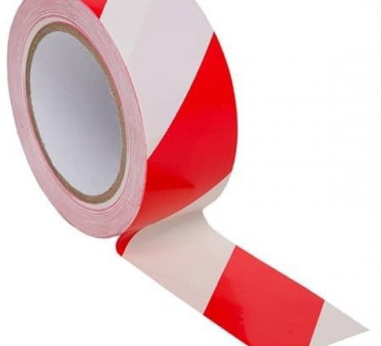 Yer Işaretleme Bandı Pvc Vinil Bant Kırmızı Beyaz 50mm*30 Metre
