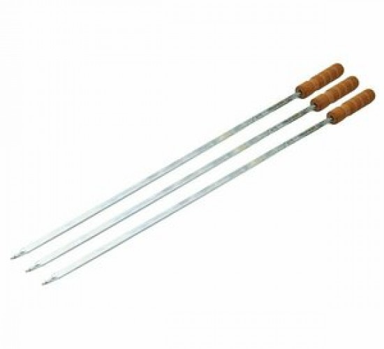 İBİCO T-500 ( TAVUK & KANAT ) ( AHŞAP SAPLI ) ( DAR YASSI & 50CM ) MANGAL ŞİŞİ