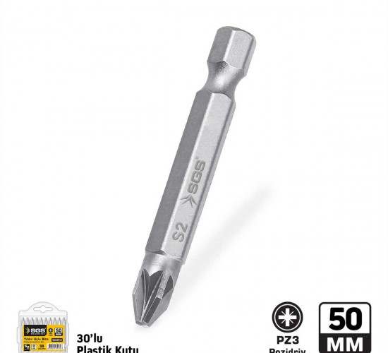 SGS POZİDRİV UÇLU BİTS S2 PZ3*50MM*30X SGS3949