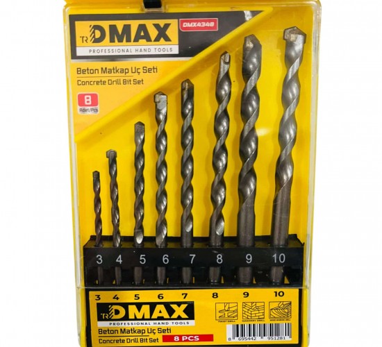 Dmax Beton Matkap Uc Seti 8 Parça DMX4348*12X