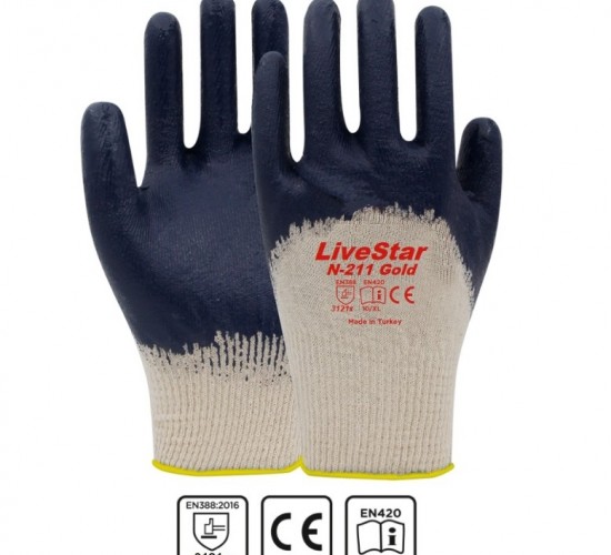 LİVESTAR NİTRİL ELDİVEN GOLD -LACİVERT-N-211 10 NO
