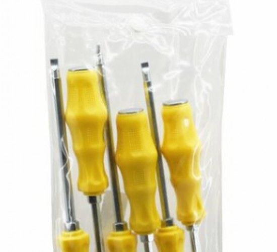 MİRAC ( PVC AMBALAJ ) ( SARI & PLASTİK SAPLI ) ( DARBELİ ) ( 6LI SET ) ( 2İN1=ÇİFT TARAFLI UÇ ) TORNAVİDA SETİ TAKIM ( YILDIZ-DÜZ )*50