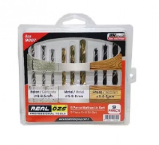 Real Özs Ahşap Beton Metal Matkap Uç Seti 9 Parça OZS-9007