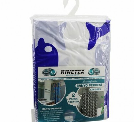 KINETEX KTX-2683 ( ÇİF KANAT ) POLYESTER BANYO PERDESİ ( 2PCS X 180X110CM & 12 HALKALI )*72