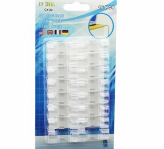 İBİCO İ10-013 CY-22 ( 16PCS ) ( KALIN KABLO ) KABLO TUTUCU KLİPS (YAPIŞKANLI) ( ŞEFFAF PLASTİK MİKA KRİSTAL )*20X10