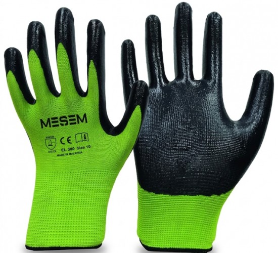 MEŞEM ORJİNAL ELDİVEN 1/2 KOKUSUZ YEŞİL SİYAH 1/2 KOKUSUZ EL380*12X