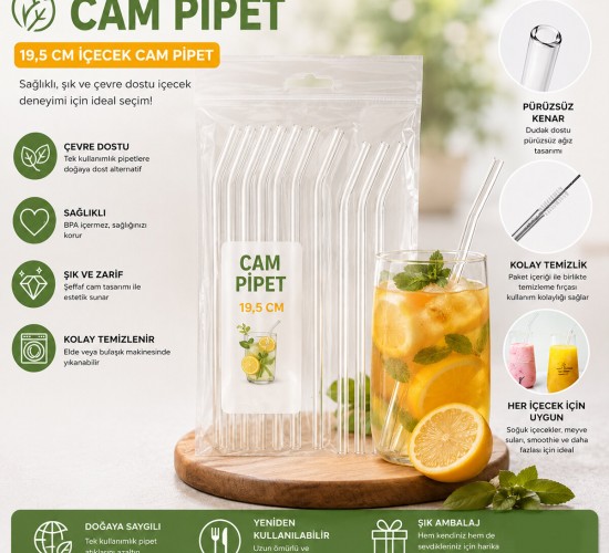YAKUT-12964 ( CAM ) PİPET ( 19.5CM ) ( POŞETLİ AMBALAJ )*25X48