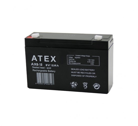 ATEX AX6-12 ( İNCE ) AKÜ ( 6V-12AH ) AMPER*10