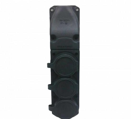 VEETRİN KP-1163 ( 3LÜ ) ( KAUÇUK ) TOPRAKLI ( KLEMENS KAPAKLI ) ( 16A & 250V ) ( KAUCUK )*8X6