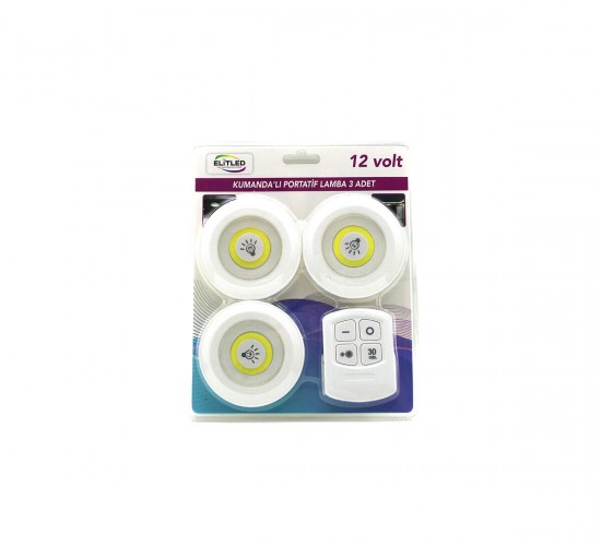 ELİTLED 3'LÜ LED EL-10-DMY ( 3PCS & YUVARLAK ) ( KUMANDALI & DOKUNMATİK ) ( PİLLİ ) LED LAMBA SETİ*80