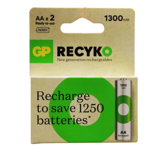 GP RECYKO 1300mAh AA ŞARJLI KALEM PİL 132E035  2Lİ KART*100