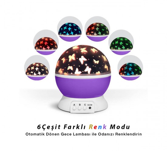 STAR MASTER SOLARVİTA SV-1046  ( OTOMATİK DÖNERLİ ) (AY & YILDIZ GÖRSELLİ) GECE LAMBASI  ( PİLLİ & USBLİ ) ( RENK & DESEN DEĞİŞTİRME ) ( INPUT:5.5V & OUTPUT:4.5V)*48