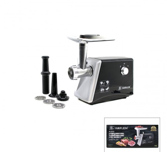 HARLEM GURME H-020-022 ( SİYAH ) ELEKTRİKLİ ET KIYMA MAKİNESİ (2200W) (SALÇA & PÜRE & SOSİS DOLDURMA & GALETE UNU & İÇLİ KÖFTE)*4