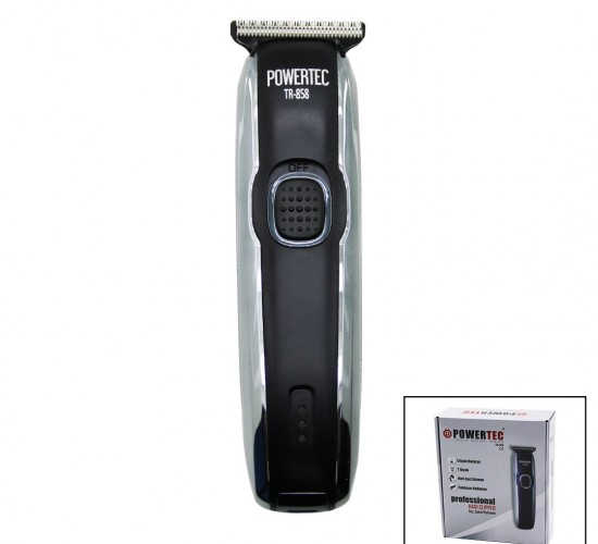 POWERTEC TR-858 SAÇ SAKAL ENSE ÇİZİM TRAŞ MAKİNESİ ( HIZLI USB ŞARJLI & ŞARJ GÖSTERGELİ & T BIÇAK & KROM KAPLAMA GÖVDE )*20