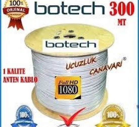 BOTECH ( 300MT ) KOAKSİYEL UYDU ANTEN KABLO RG 6/U4L*4
