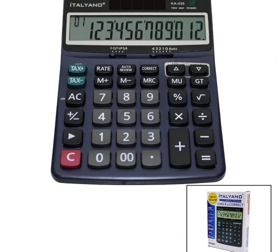 İTALYANO KA-035 ( 12 HANELİ ) HESAP MAKİNESİ ( 100 İŞLEM GERİ SAYDIRMA )*80