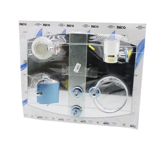İBİCO BNY-240 (6PCS) BLİSTER AYNA SETİ (AYNA & WC KAĞITLIK & SABUNLUK & DİŞ FIRÇALIK & ETEJER & HAVLULUK ) (VİDALI) (ETAJER)*6=K