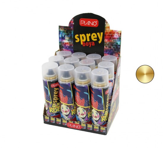 STEEL ( ALTIN  ) SPREY BOYA ( 200ML ) ( TAŞIT & İŞ MAKİNELERİ & BEYAZ EŞYA & METAL & AHŞAP YÜZEYLERE UYGUN )*12X8