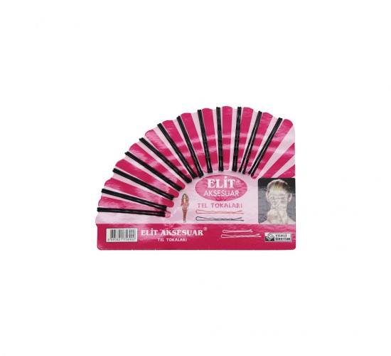 ELİT AKSESUAR ( 24PCS ) SİYAH TOPUZLU TEL TOKA ( YELPAZE KARTLI )*12X130