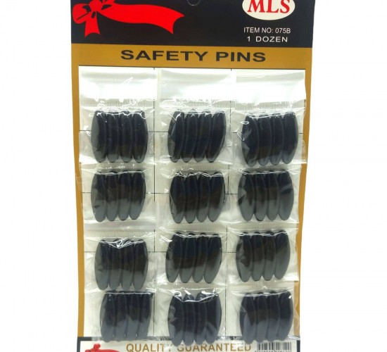 MLS NO-075B ( SİYAH ) ( 4PCS ) YAKA & EŞARP İĞNESİ ( 12Lİ KART )*5X24