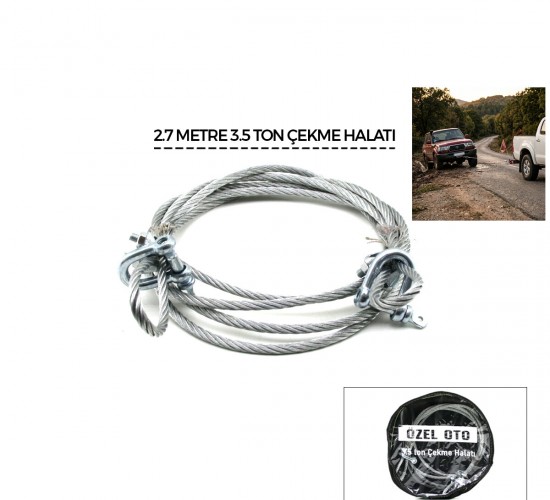 ÖZEL OTO ( ÇELİK ) ( 3.5 TON ) ( 2.7MT ) OTO ÇEKME HALATI ( PVC PENCERELİ BEZ ÇANTALI )*75