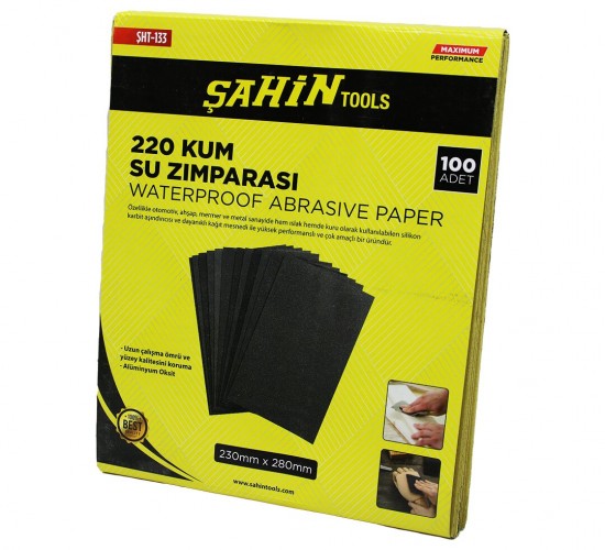 ŞAHİN ŞHT-133 ( 220 KUM ) KAĞIT SU ZIMPARASI*100X10