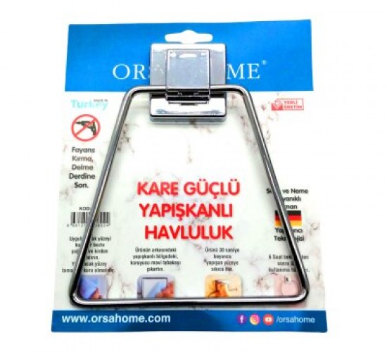ORSA-602 ( YAPIŞKANLI KARE ASKILI ) ( ÜÇGEN & METAL ) HAVLULUK ASKI*16X5